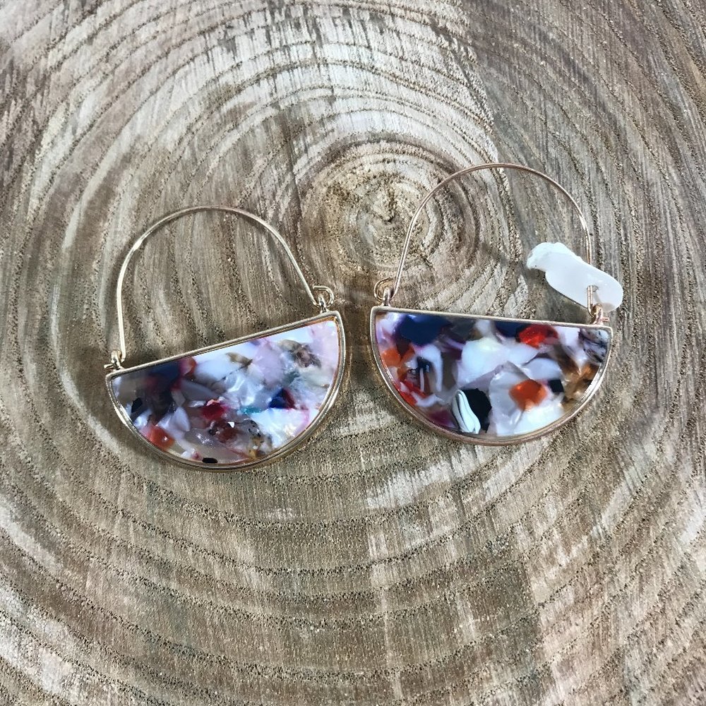 nOir Gold Half Moon Hoop Earrings Acrylic splash